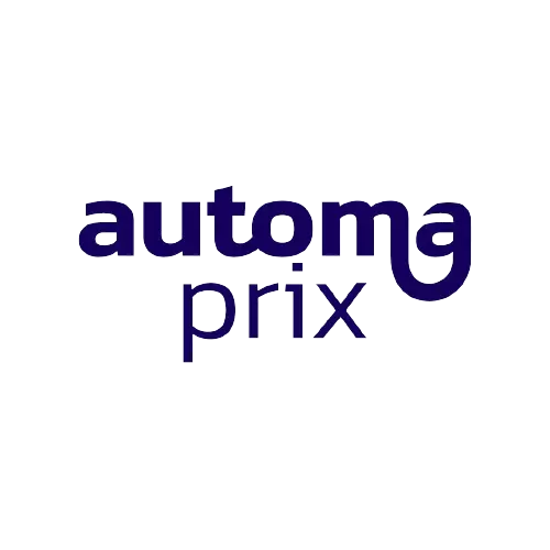 logotipo da empresa Automaprix, texto em azul com fundo branco